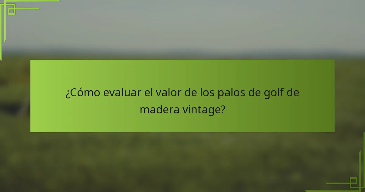 ¿Cómo evaluar el valor de los palos de golf de madera vintage?
