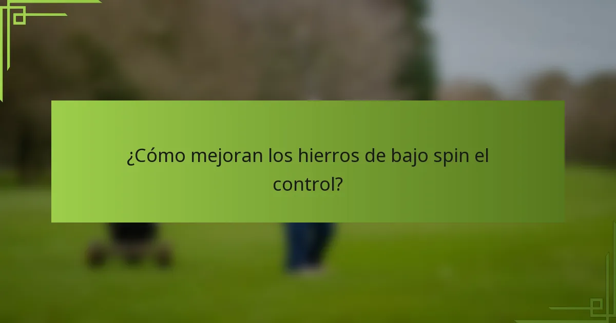¿Cómo mejoran los hierros de bajo spin el control?