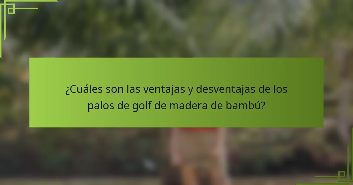 ¿Cuáles son las ventajas y desventajas de los palos de golf de madera de bambú?