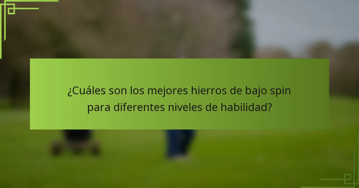 ¿Cuáles son los mejores hierros de bajo spin para diferentes niveles de habilidad?