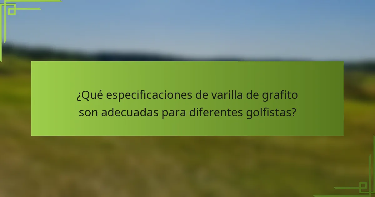 ¿Qué especificaciones de varilla de grafito son adecuadas para diferentes golfistas?