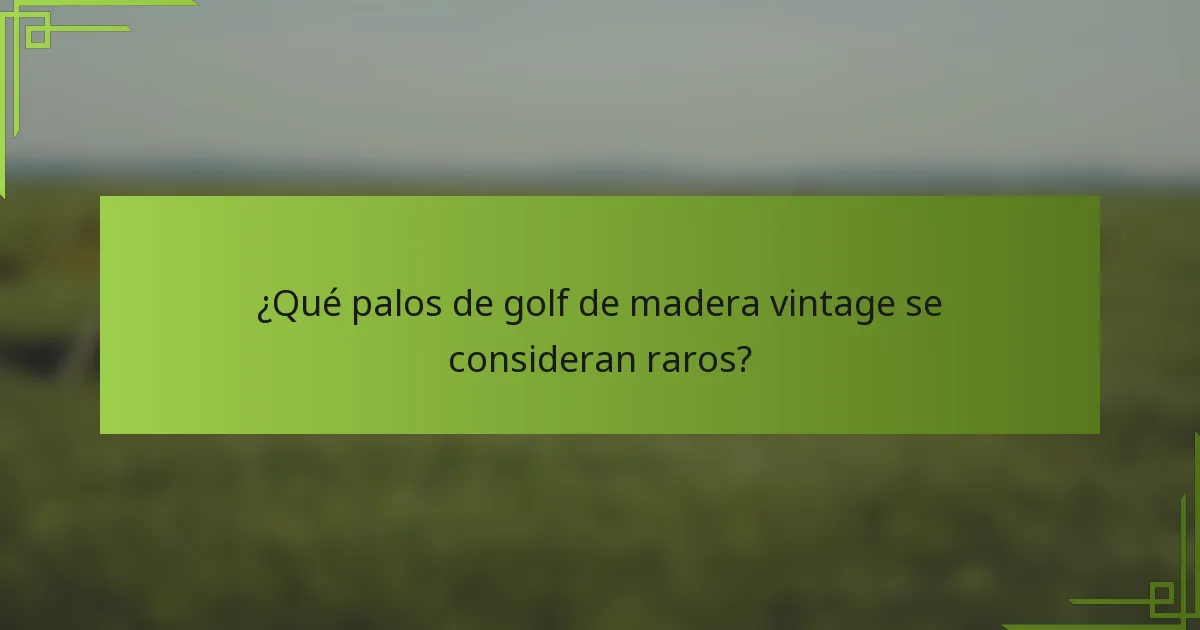 ¿Qué palos de golf de madera vintage se consideran raros?